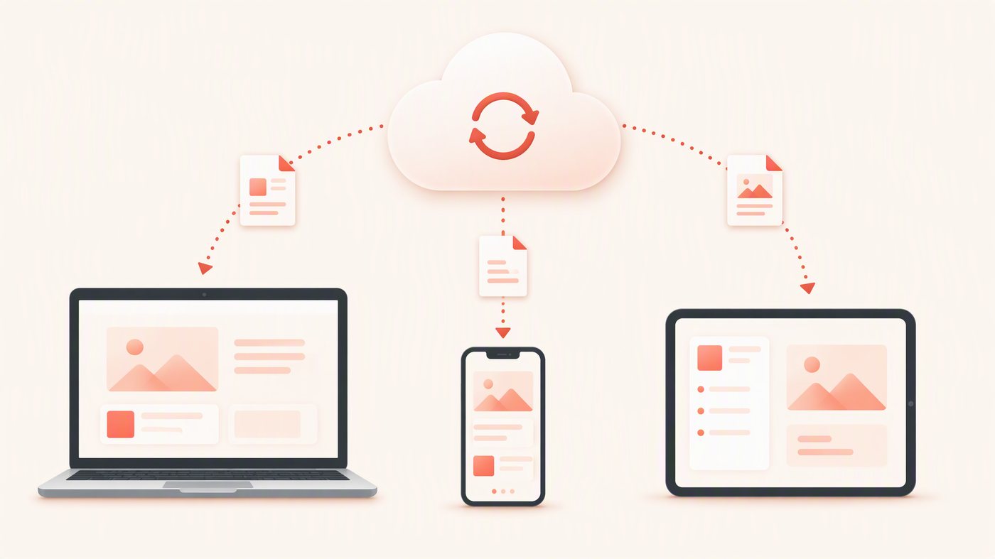 WPS Office 电脑、平板、手机多端云同步示意